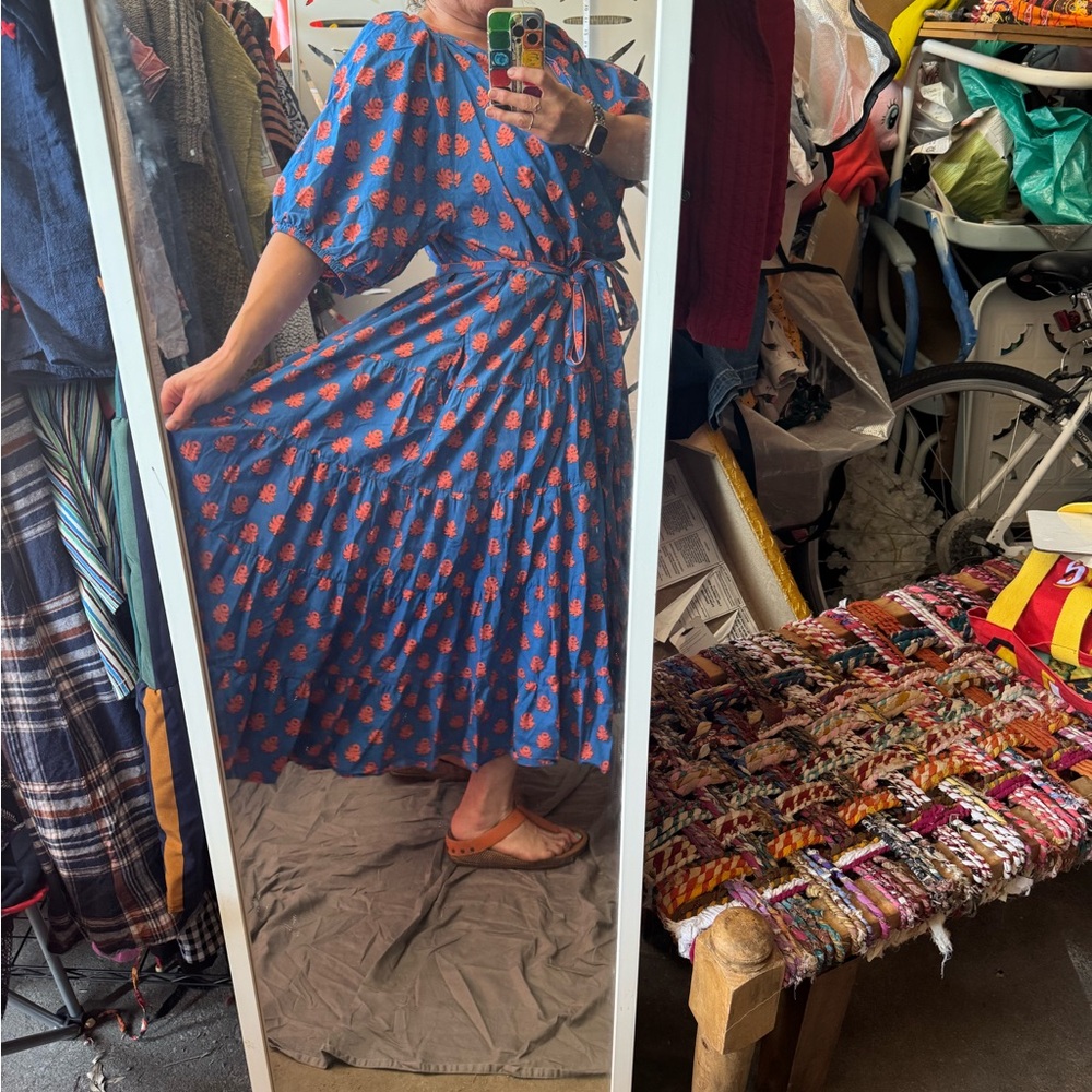 Printfresh 3X 100% Cotton Blue blockprint Maxi Dress
